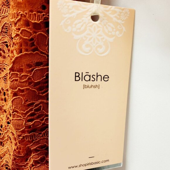 Rust Orange Lace & Sheer Ruffle Sleeve Crop Top By Blåshe Size M - Picture 4 of 10